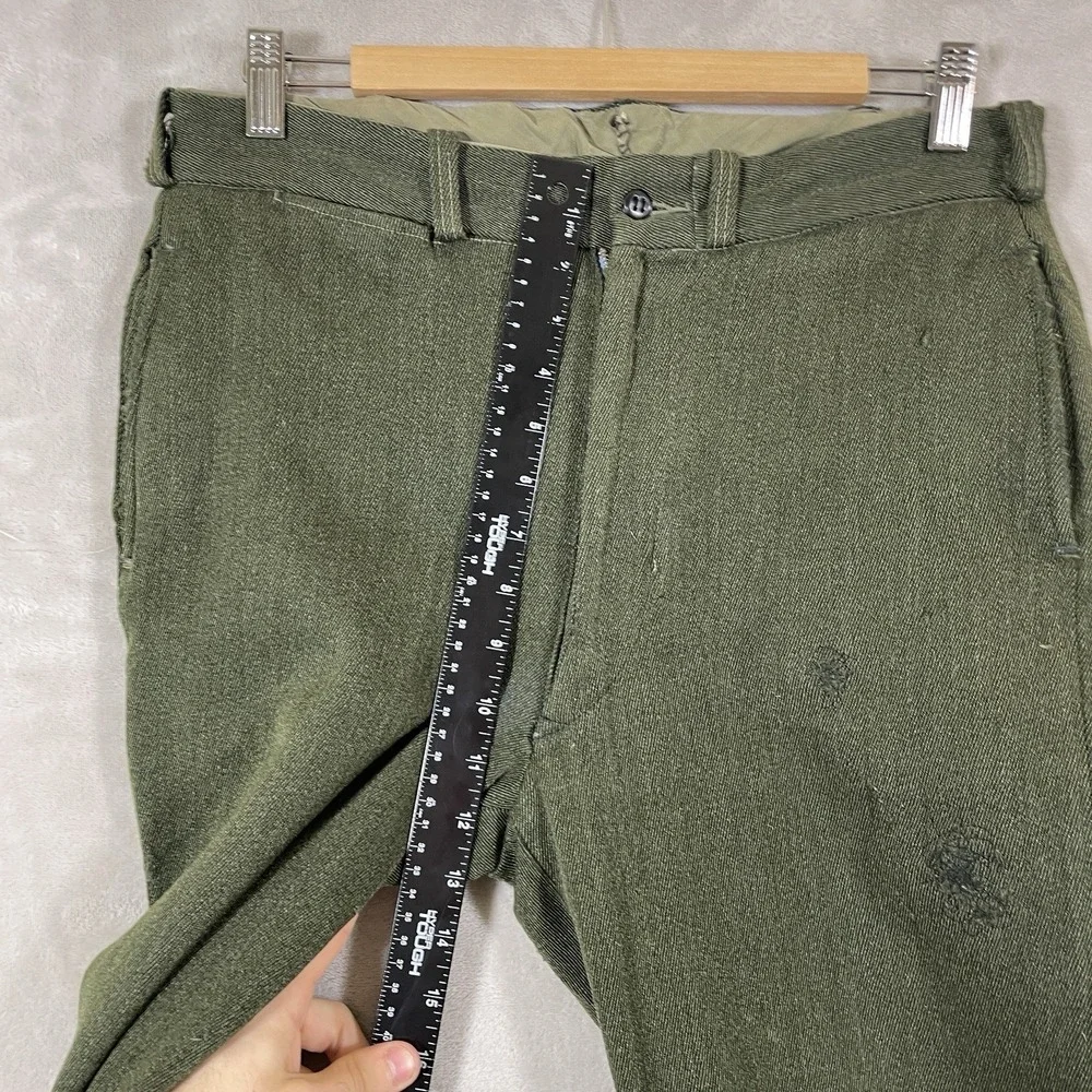 True Vtg 50s Whipcord Pants Mens 32x32 Worsted Wool Allen Mfg Repaired Flowy